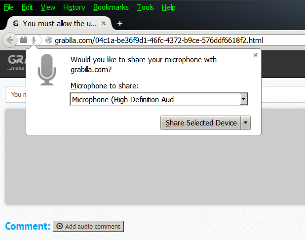Allow microphone access in Firefox