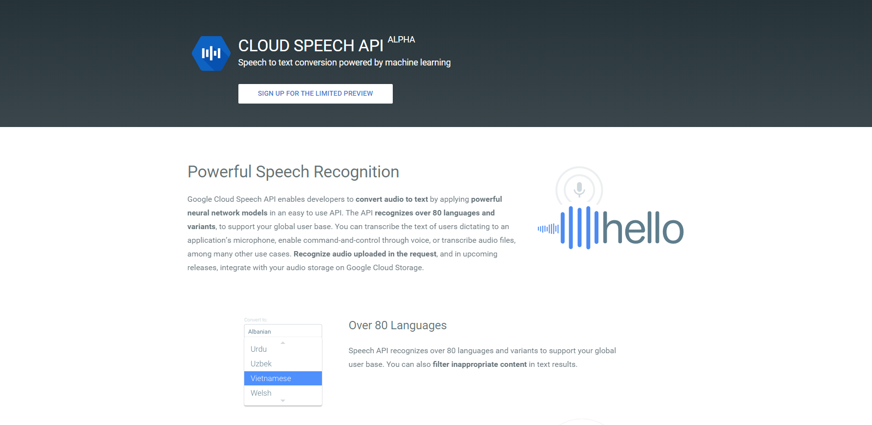 CLOUD SPEECH API